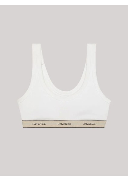 Calvın Kleın Kadın Marka Logolu Beyaz Elastik Bantlı Beyaz Sütyen LV00QF8365 100