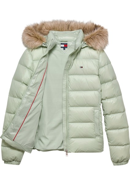 Tommy Hılfıger Kadın Marka Logolu Kapüşonlu Şık Görünümlü Full Fermuarlı Günlük Kullanıma Uygun Yeşil3 Mont DW0DW18312 M1C fiyatları