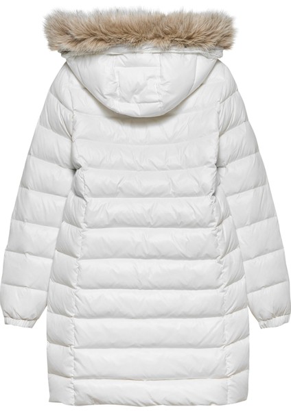 Tommy Hılfıger Kadın Marka Logolu Kapüşonlu Şık Görünümlü Full Fermuarlı Günlük Kullanıma Uygun Beyaz1 Mont DW0DW18864 Ybl modelleri