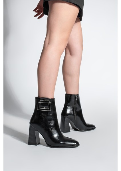 Kadın Kalın Topuklu Tokalı Topuklu Bot Linate Siyah fırsatları