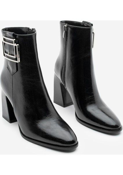 Kadın Kalın Topuklu Tokalı Topuklu Bot Linate Siyah indirimleri
