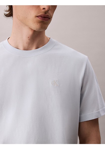 Calvın Kleın Erkek Marka Logolu Organik Pamuklu Günlük Kullanıma Uygun Mavi T-Shirt LV04RC275G Cıq fiyatları