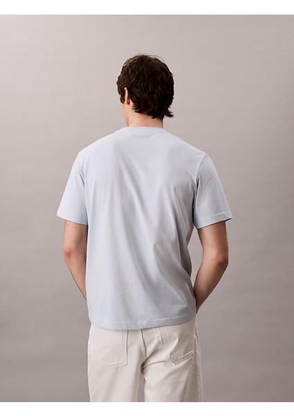 Calvın Kleın Erkek Marka Logolu Organik Pamuklu Günlük Kullanıma Uygun Mavi T-Shirt LV04RC275G Cıq fırsatları