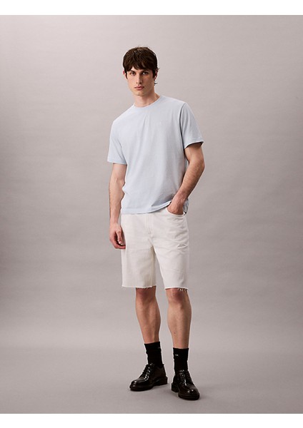 Calvın Kleın Erkek Marka Logolu Organik Pamuklu Günlük Kullanıma Uygun Mavi T-Shirt LV04RC275G Cıq