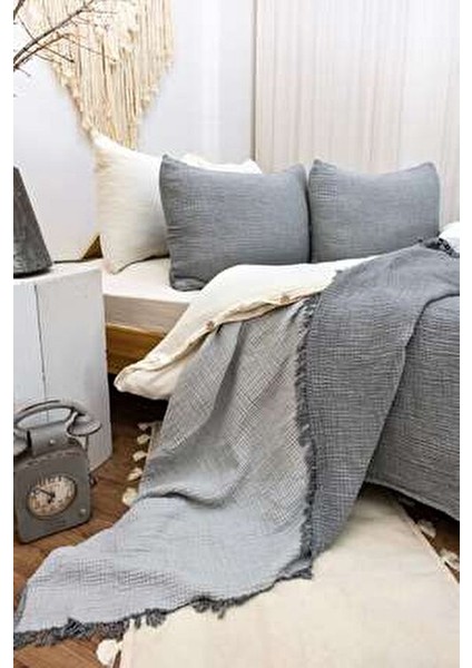 HB&vVictory Müslin Yatak Örtüsü Antrasit Renk %100 Pamuk Çift Kişilik 240X230 Cm. fiyatları