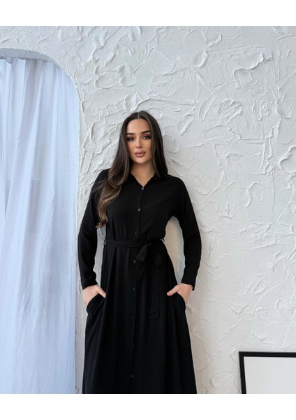 Kuşaklı Cepli Düz Gömlek Elbise modelleri