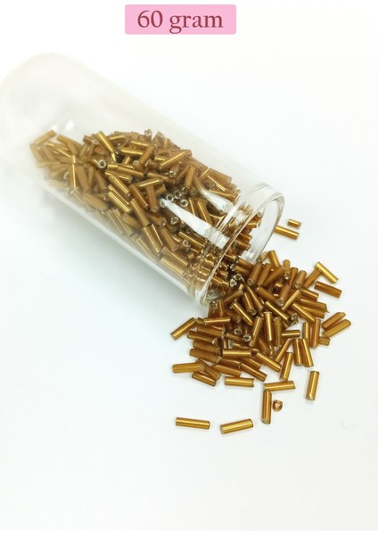 Uzun Boru Kesme Boncuk Çap 2mm Uzunluk 10 mm - 60 Gram - Altın Sarısı - BNC270