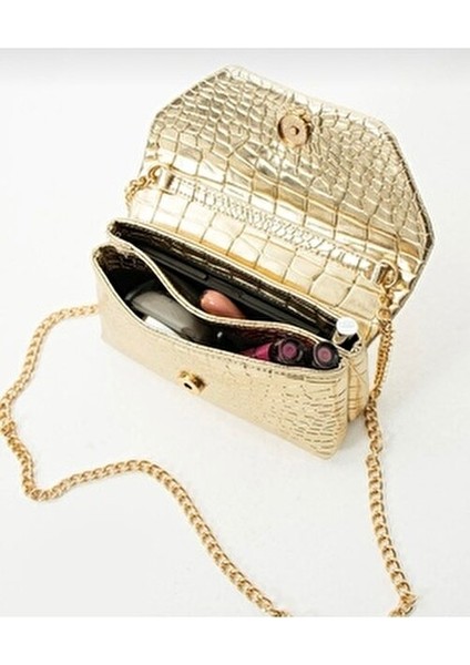 Uzun Askılı Krok Clucth Jake Kadın Çapraz Çanta Gold modelleri