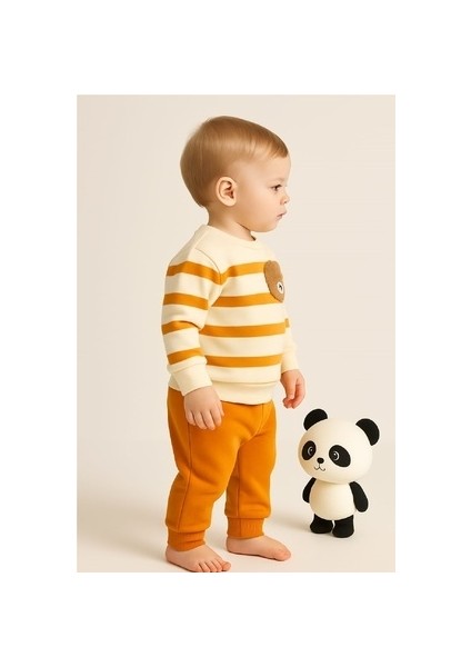 Çizgili Punch Ayıcık Omuzdan Çıtçıtlı Bebek Takımı 2li Alt Üst Mevsimlik Aylık 3-6-9-12AY fiyatları