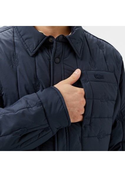 Lacoste Erkek Regular Fit Gömlek Yaka Desenli Lacivert Ceket
