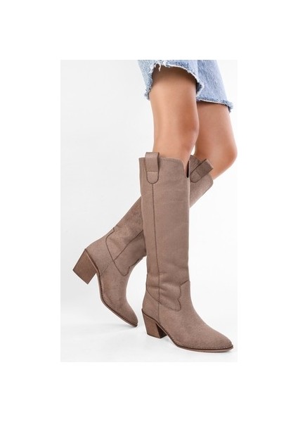 Kadın Rebel Vizon Süet Kovboy Çizme