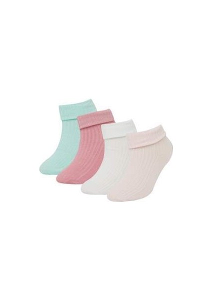 Kız Bebek Dikişsiz 4'lü Pamuklu Uzun Çorap C9092A5NS