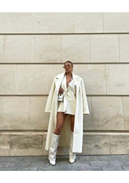 Volante Kadın Topuklu Çizme Suni Deri Beyaz Orta Topuklu Günlük Kullanım İçin indirimleri