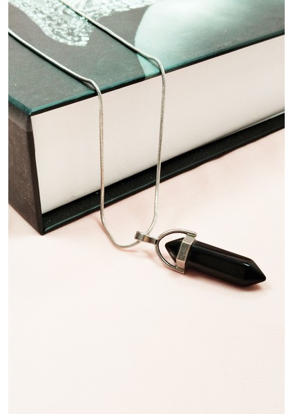 Onix Doğal Taşı Zincirli El Yapımı Tasarımlı Kolye Uç: 3,5 cm Zincir: 20 cm Kutulu modelleri