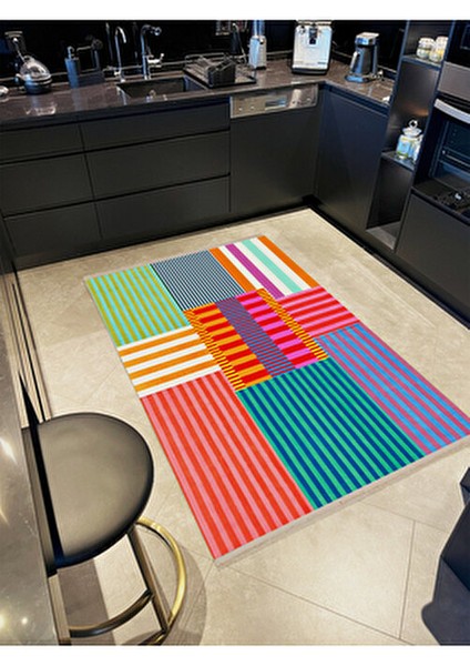 Yılmaz Koleksiyonu Çok Renkli Modern Çizgiler Kreatif Dokuma Taban Dekoratif Halı YILMAZ36 fiyatları