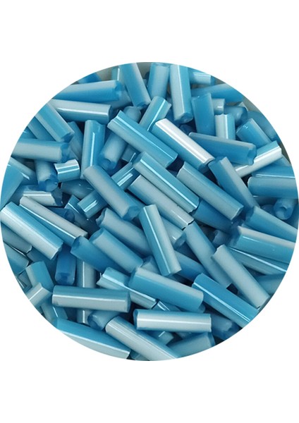 Uzun Boru Kesme Boncuk Çap 2mm Uzunluk 10 mm - 60 Gram - Açık Mavi Beyaz - BNC279 fiyatları