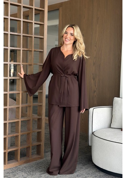 Kahverengi Ipli Kimono Takım - 8864 fiyatları