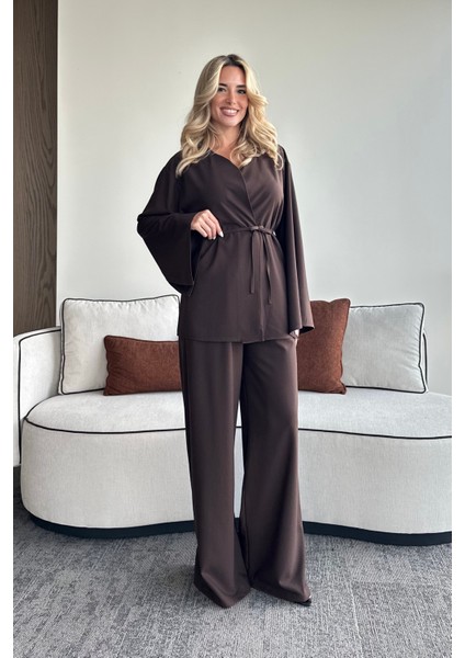 Kahverengi Ipli Kimono Takım - 8864 modelleri
