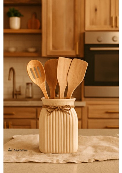 Seramik Kaşıklık Bohem Tarzı Trend 15 cm Sade Tezgah Üstü Seramik fırsatları