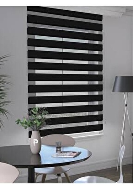 Siyah Renk Zebra Perde Yüksek Kalite Alüminyum Kasa Düz Desen Polyester Kumaş