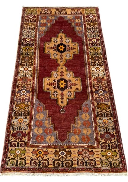 El Dokum Sıfır Maden Halısı 117X235 Kiremit %100 Yün Kök Boya Halı Kiremit