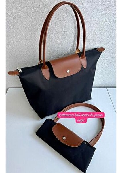 Katlanır Fermuarlı Büyük Boy Siyah Taba Kadın El Kol Omuz ve Plaj Çantası fiyatları