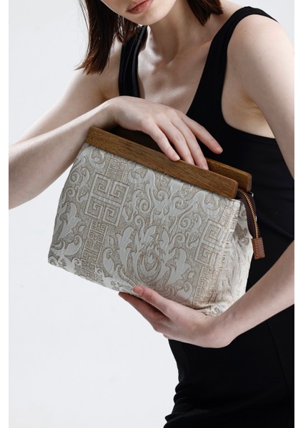 Kadın Krem Otantik Desen Clutch Çanta fiyatları