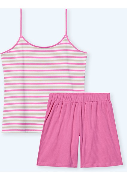 Kadın Ince Askılı Pijama Takım Pembe Renk indirimleri