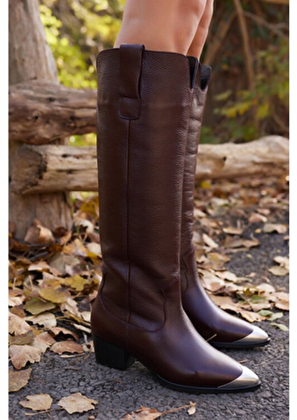 Smash Kadın Bordo Gercek Deri Western Çizme