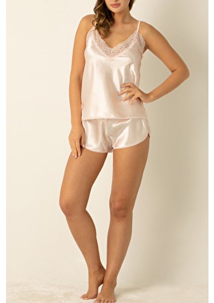 Kadın Güpürlü Saten Şortlu Gecelik Takım - Rahat, Çeyizlik fiyatları