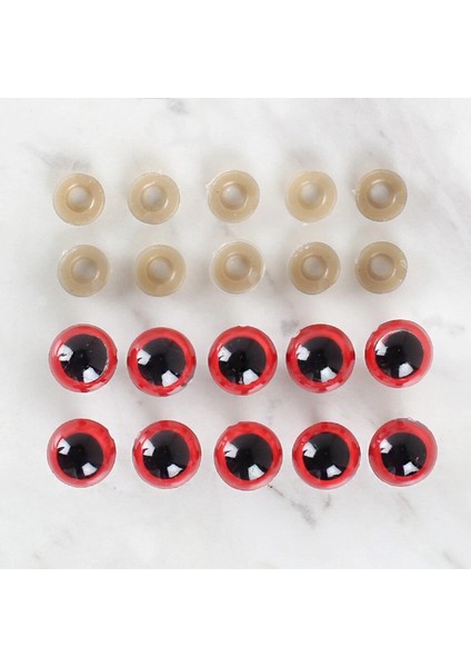 Loren 14 mm Kırmızı 5 Çift Amigurumi Göz