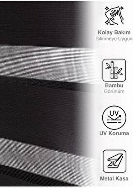 Siyah Renk Zebra Perde Yüksek Kalite Bambu Stor Alüminyum Kasa Düz Desen Polyester indirimleri