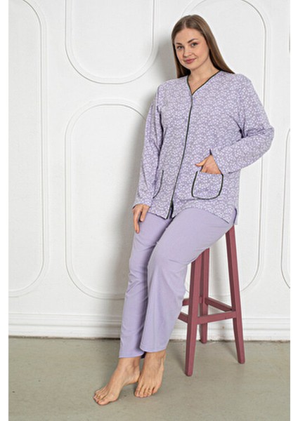 %100 Pamuklu Uzun Kollu Boydan Düğmeli Büyük Beden Kadın Pijama Takımı 206 modelleri