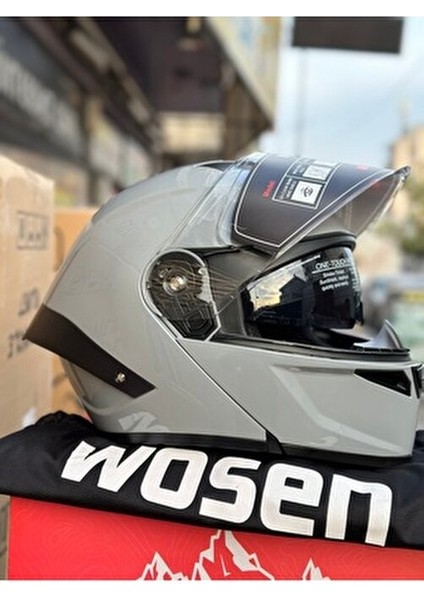 Wosen Nardo Gri Kask Çene Açılır | Çelik Mekanizmalı / Güneş Gözlüklü / Buff Hediye indirimleri