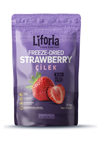 Freeze Dried Ince Dilim Çilek- Dondurularak Kurutulmuş Meyve-Freeze Dry Kuru MEYVE 20GR