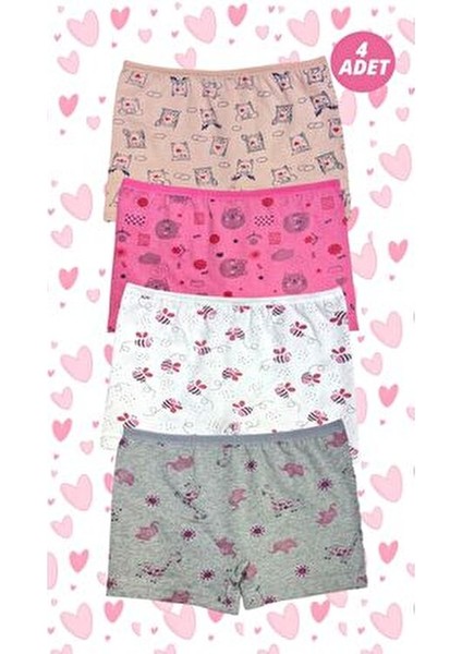 4 Adet Kız Çocuk Pamuklu Desenli Boxer fiyatları