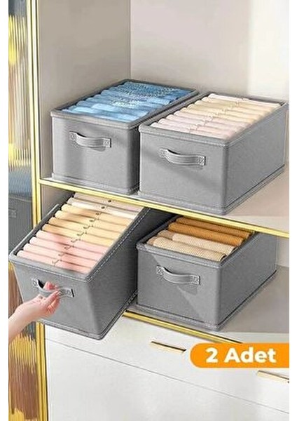 2 Adet Dolap Içi Düzenleyici, Raf Düzenleyici, Katlanabilir Kıyafet Saklama Kutusu-40 CMX25 CMX20CM