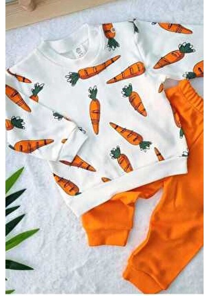 Havuç Baskılı Bebek Takımı Mevsimlik 2li Alt Üst Unısex Aylık 3-6-9-12AY fırsatları