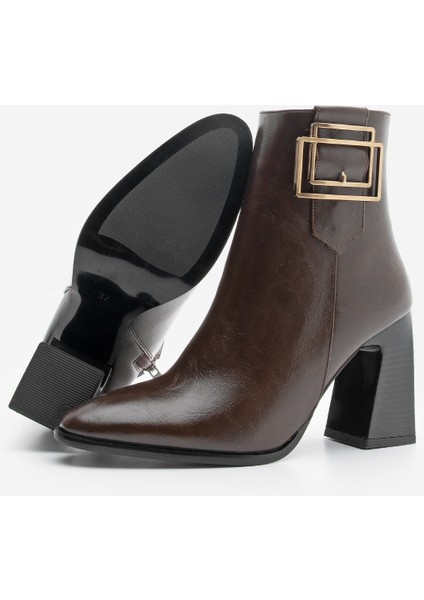 Kadın Kalın Topuklu Tokalı Topuklu Bot Linate