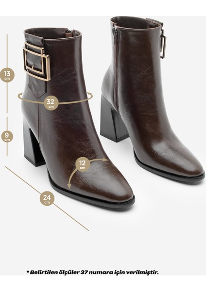 Kadın Kalın Topuklu Tokalı Topuklu Bot Linate