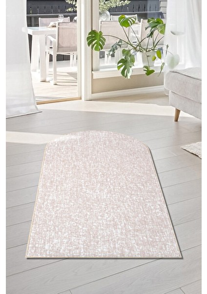 Vl Yıkanabilir Kaymaz Tabanlı Briella Kesme Rulo Halı Seccade Krem-Bej