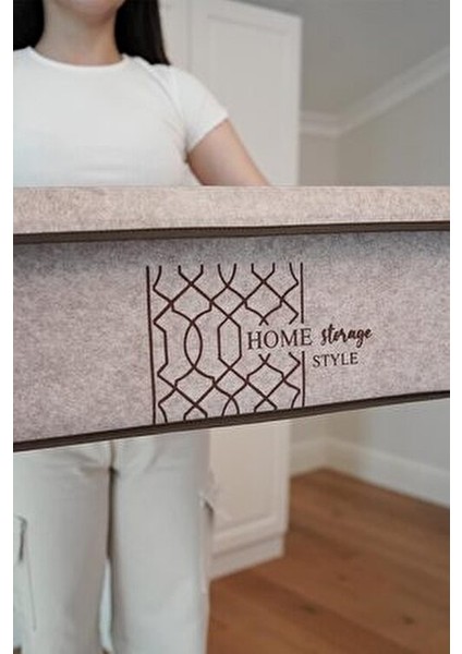 Keçe Kapaklı Baza Kutu Bej 50X40X19 cm 2 Adet fırsatları