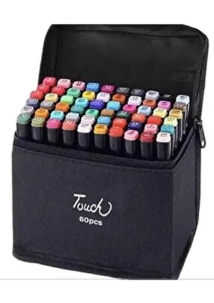 Çift Taraflı Uçlu Marker Keçeli Kalem Seti 60'lı Çantalı Markör