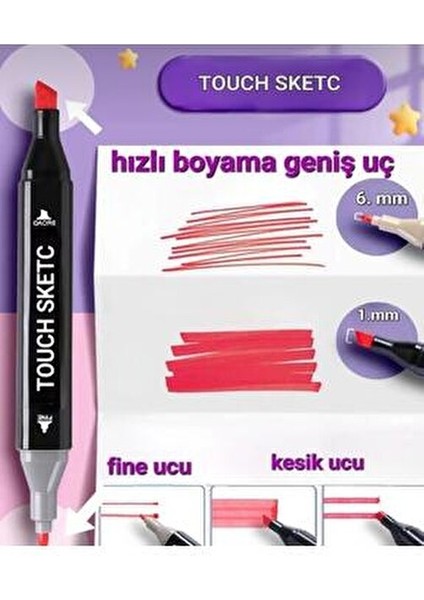 Çift Taraflı Uçlu Marker Keçeli Kalem Seti 60'lı Çantalı Markör fırsatları