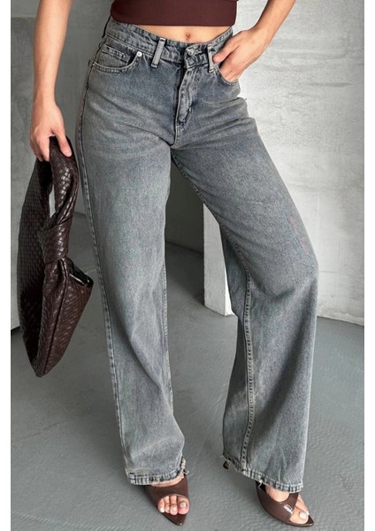 Palazzo Bıyık Kar Yıkama Buz Mavi Jeans Pantolon D2008 modelleri