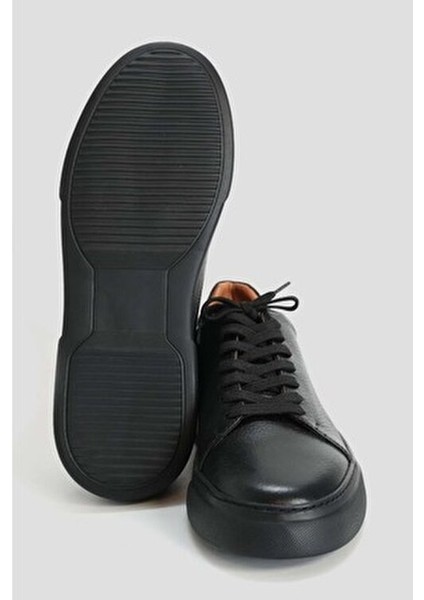 111230187 Tommy Casual Deri Erkek Sneaker Ayakkabı Siyah