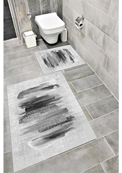 Su Emici Yumuşak Kaymaz Taban Sünger Dolgulu Yıkanabilir Dekoratif Banyo Paspası Takımı EHL195