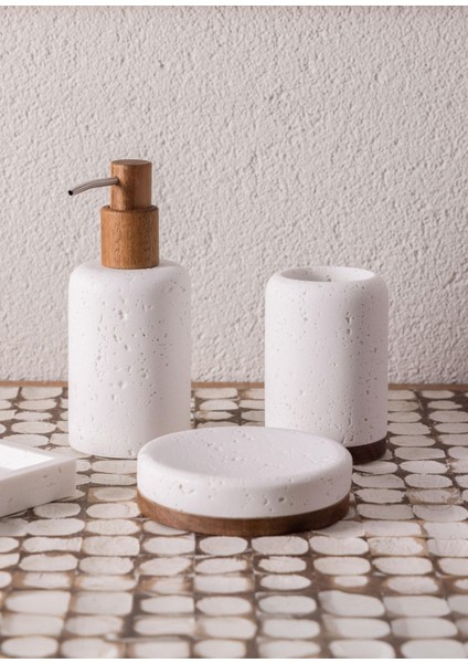 Travertine Banyo Seti Beyaz 3 Parça fiyatları