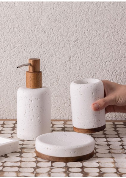 Travertine Banyo Seti Beyaz 3 Parça modelleri