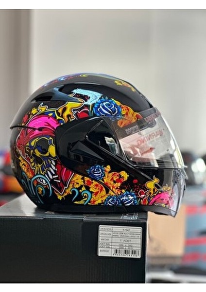 Çene Açılır Motokaskk | Çelik Mekanizma / Güneş Gözlüğü / Çene Açılır Motosiklet Kaskı